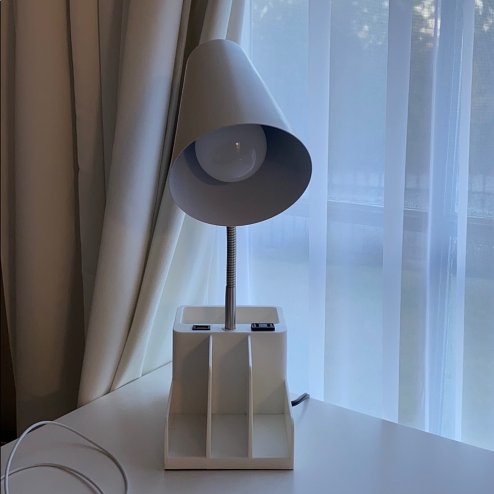 White lamp with storage space